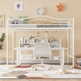 thumbnail image 3 of Loft Bed Twin Size with Removable Ladder & Full Safety Guardrail, Twin Loft Bed Heavy-Duty Metal Frame 400 Lbs Weight Capacity, Space Saving, No Box Spring Needed & Noise Free, Cream White, 3 of 7