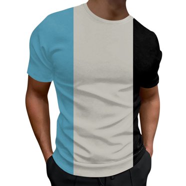 BOBOGOJP Men's T-Shirts Graphiques Manches Courtes Col Rond Tops T Shirts (Bleu,L)