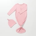 thumbnail image 1 of RXIRUCGD Newborn Baby Boy And Baby Girl Solid Color Jumpsuit Pajamas Hat Set Rompers( Pink, Size:0 Month ), 1 of 3