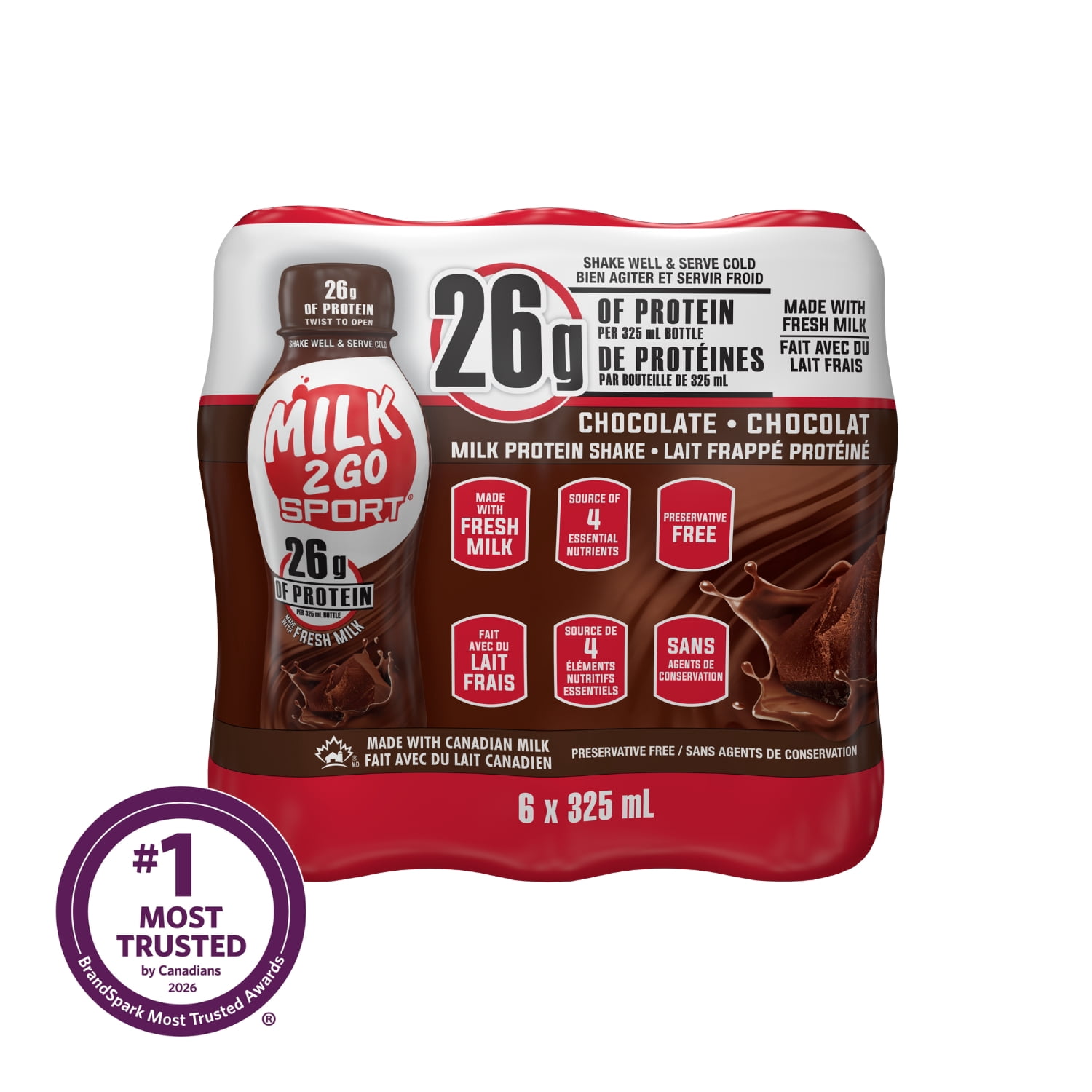 Boisson de protéine du lait au chocolat Lait's Go Sport