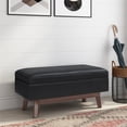 thumbnail image 2 of Simpli Home Owen 36 Pouces Petit Pouf de Rangement en Similicuir Noir Minuit, 2 of 9