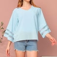 thumbnail image 2 of Timegard Hauts pour Femmes Col en V Manches 3/4 Chiffon Léger Ample Décontracté Fluide Haut Blouse Plage, 2 of 5