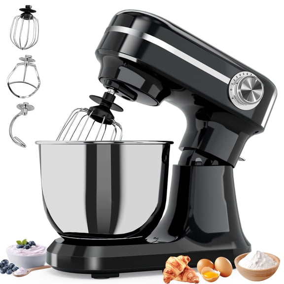 Pentantan Electric Stand Mixer 6.5QT, 3-in-1 12-Speed Tilt-Head Household Mixer with Bowl, Dough Hook, Beater, Whisk for Kitchen Home, Black