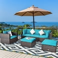 thumbnail image 2 of Costway Ensemble de Mobilier de Terrasse en Rotin 6 Pcs Coussin Canapé Table Basse Turquoise, 2 of 9