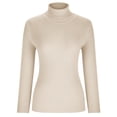 thumbnail image 4 of Aqestyerly Chandails à Col Montant pour Femmes Mode Femmes Uni Manches Longues Chandail Col Roulé Décontracté Hauts HWRETIE, 4 of 8