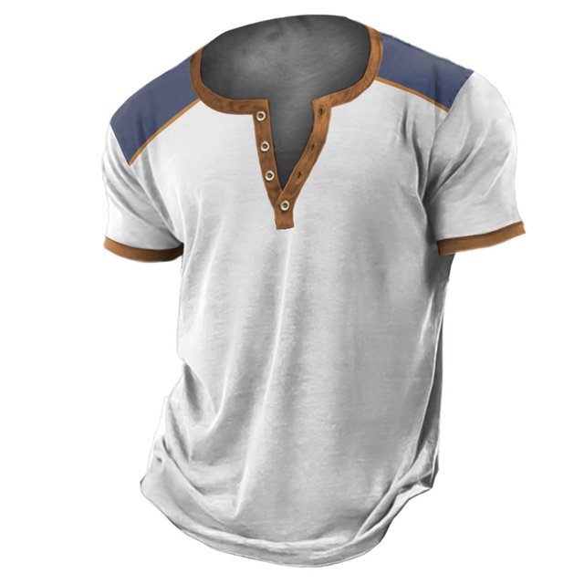 T-Shirt à Manches Courtes Tendance de Rue pour Hommes Impression 3D T-Shirt Graphique Numérique Stylé Confortable Décontracté Haut à Patte de Boutonnage
