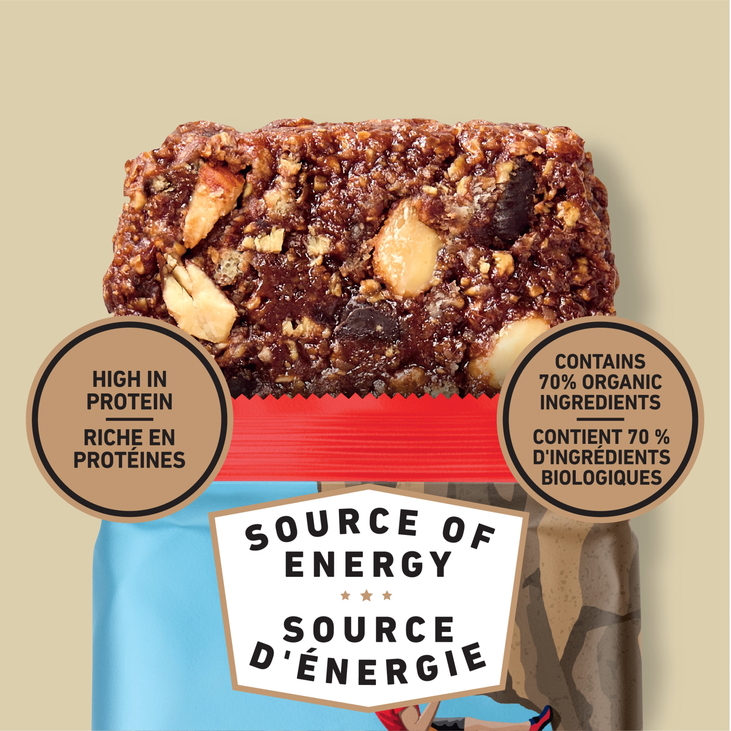 CLIF BAR Barres Énergétiques, Fondant au Chocolat et Amandes, Barre Granola, Riche en Protéines, Contient 70 % d'Ingrédients Biologiques