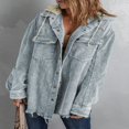 thumbnail image 4 of Womens Corduroy Shacket Jacket Long Sleeve Button Down Color Block Hooded Coat with Pockets, 4 of 7