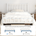 thumbnail image 4 of Fullfurnique Minimalist Metal Bed Frame with Vertical Bar Headboard and Footboard, Twin, White, 4 of 8