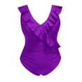 thumbnail image 4 of Bocqde Women Swimsuits Fashion Solid Color Loose Fit Ruffle Monokini Swimwears Ladies One Piece Bathing Suits, 4 of 5