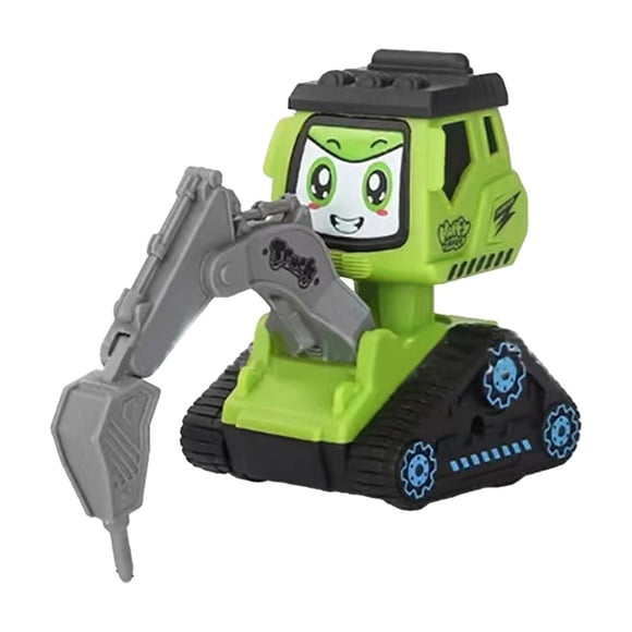 Green Push Back Inertia Engineering Toy Car Plastic 6.50X3.94X2.56 Inches Educational Press Action Vehicle For Children Learning Play Green