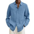 thumbnail image 1 of MesaSe Chemise à Manches Longues en Coton et Lin pour Hommes, Col Rabattu Ample, 1 of 6
