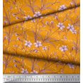 thumbnail image 2 of Soimoi Moss Georgette Fabric Leaves & Azalea Floral Fabric Prints By Yard 42 Inch Wide, 2 of 3