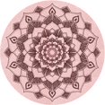thumbnail image 1 of Ahgly Company Tapis Rond Lavable en Machine Intérieur Transitionnel Rouge Indien, 4 Pieds Rond, 1 of 7