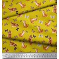 thumbnail image 2 of Soimoi Yellow Georgette Viscose Fabric Insect & Cat Animal Decor Fabric Printed BTY 42 Inch Wide, 2 of 3