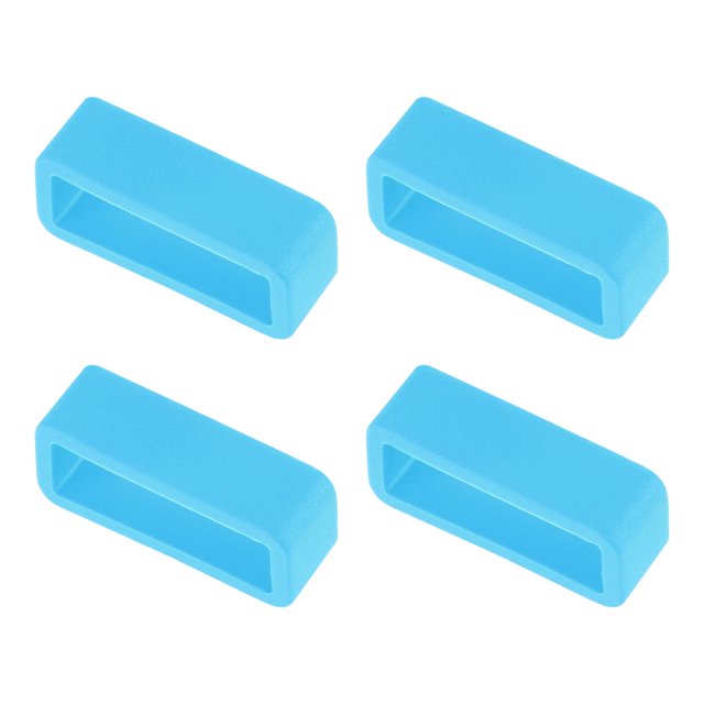 Unique Bargains Watch Band Strap Loops Silicone for 19mm Width Watch Band, Light Blue 4 Pack