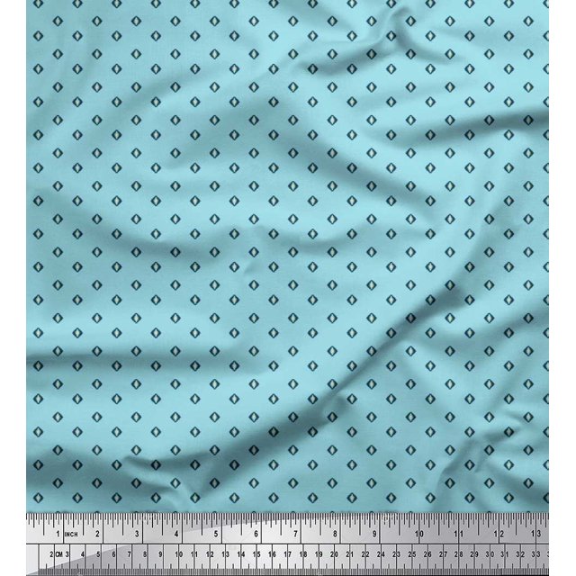 Soimoi Modal Satin Fabric Geometric Small Print Sewing Fabric Yard 42 Inch Wide