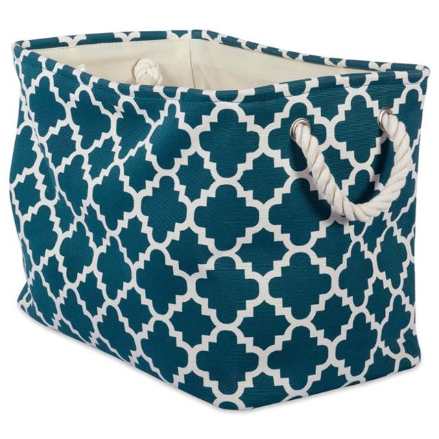 Design Imports CAMZ37881 Bac de Rangement Rectangulaire en Polyester 14 x 8 x 9 Po, Turquoise - Petit