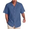 thumbnail image 1 of Fankiway Man'S Summer British Short Sleeved Cardigan Fashion Turn-Down Collar Loose Solid Color Shirt Jacket Mens Shirts Short Sleeve Casual Lapel Collared Shirt, 1 of 5