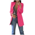 thumbnail image 2 of Meichang Womens Casual Blazers Jackets Solid Color Long Sleeve Open Front Work Office Blazers Slim Fit Lapel Jackets with Pockets Cardigans Plus Size Hot Pink L, 2 of 5