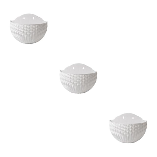 Youkk Easy To Install Double-layer Plastic Flowerpot For Walls Drainage Flower Pot White 3Set