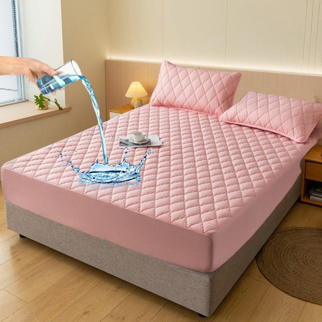 Waterproof Quilted Mattress Cover & Pillowcases Set,Waterproof Mattress Protector,Washable for Home, Bedroom, Hote