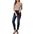 thumbnail image 2 of INSPIRE CHIC T-Shirt pour Femme Fête des Mères Non Doublé Col Rond Manches au Coude Coupe Ajustée Décontracté TG Multicolore Blanc, 2 of 8