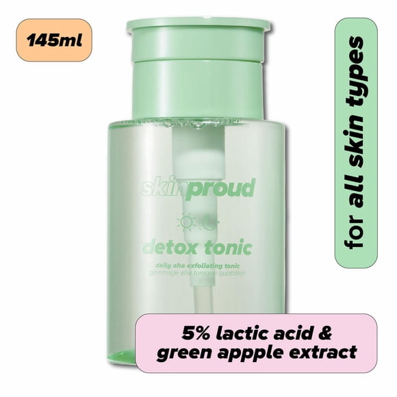 Skin Proud - Detox Tonic - Daily Exfoliating Tonic with 5% lactic acid & glycolic acid, 100% Vegan (145ml)