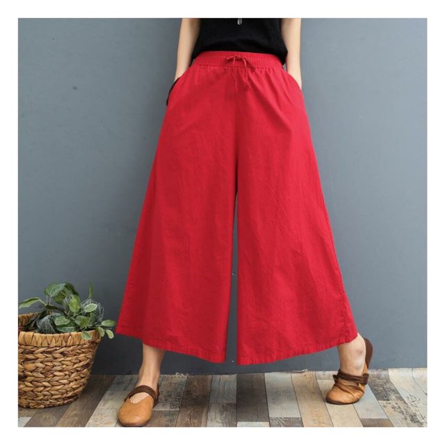 Women's Ramie Trousers Loose Comfortable Lightweight Pant for Summer Spring