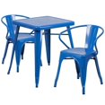 thumbnail image 1 of Flash Furniture Set de Restauration Bistro en Métal Carré 3 Pièces en Bleu, 1 of 9