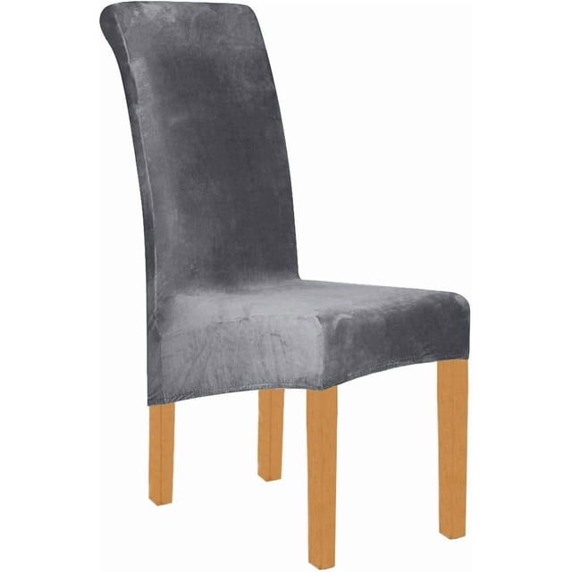 Large Size High Back Thicker Plush Dining Chair Covers Set of 6, Elastic Kitchen Chair Slipcovers Removable Nonslip for Hotel Dining Room Ceremony Banquet Wedding Party