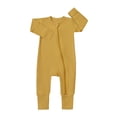 thumbnail image 1 of EDFBUYKRS Baby Ribbed Pajamas Girls Boys Zipper Long Sleeve Romper Jumpsuit, 1 of 2