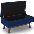 thumbnail image 3 of Simpli Home Owen 36" Mid Century Velvet Upholstered Storage Ottoman in Blue, 3 of 8