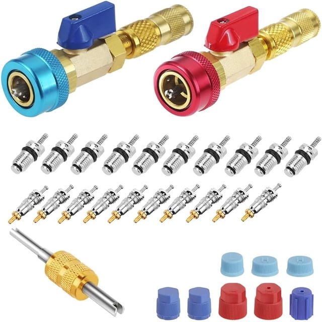 Trousse de Dissolvant et d'Installation de Noyau de Valve CA R134a, Outil de Climatisation, Réparation de Système CVC, Service Réfrigérant, Entretien Automobile A/C, Ensemble de Remplacement d'Installation de Retrait