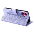 thumbnail image 3 of Flip Case for iPhone 16 Plus , Totem Embossed Flowers Premium PU Leather Wallet Folio Cover with Card Holder Kickstand Compatible with iPhone 16 Plus - Light Purple, 3 of 13