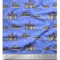 thumbnail image 1 of Soimoi Rayon Fabric Ship,Castel & Bridge Architectural Fabric Prints By Yard 42 Inch Wide, 1 of 1