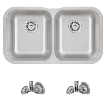 Évier de Cuisine Élégant à Double Montage 31-1/4 Pouces en Acier Inoxydable à Double Bol S-200T