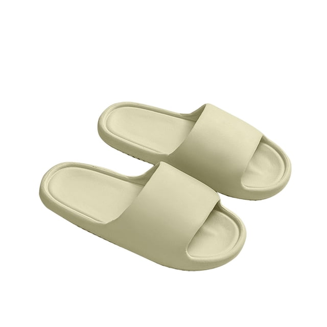 Mens and Womens Home Slippers Simplicity Solid Color Quick Drying Soft Sole Comfortable Non-Slip Indoor and Outdoor EVA Slippers Green-03