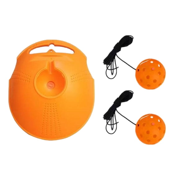 ZheElen Ensemble d'Entraîneur de Pickleball Portable Construction Durable Rend l'Entraînement Facile et Amusant 40 Trous Balle de Pickleball avec Cordon Aides Balle Orange 19x8 cm