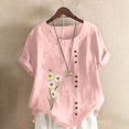 thumbnail image 2 of CHUANK Chemises pour Femmes Dames Liquidation T-Shirts d'Été Décontractés pour Femmes Col Rond Manches Courtes Imprimé Floral Chemise Ample Hauts, 2 of 5