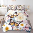 thumbnail image 1 of YST Ensemble de Literie Papillon, 7 Pcs, Animal de Jardin Floral, Format Grand Lit, Rose, Ensemble de Couette, 1 of 5