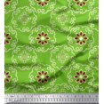 thumbnail image 1 of Soimoi Moss Georgette Fabric Damask Ethnic Print Fabric by the Yard 42 Inch Wide, 1 of 3