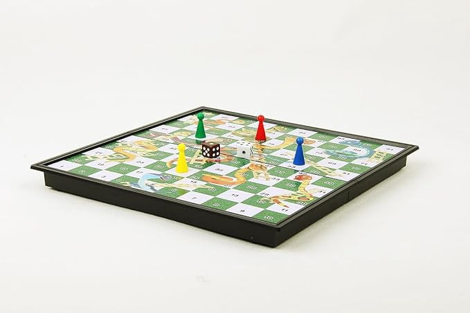 Tradeopia Magnetic Classics – 10 Inch Snakes & Ladders Game, Durable Magnetic Family Board Game for Home & Travel Fun