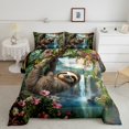 thumbnail image 1 of Erosebridal 3D Sloth Bedding Full Comforter Set, Pink Flower Down Comforter, Animal Print Decor, Reversible 3-Piece, 1 of 7