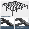 thumbnail image 3 of Yaheetech Metal Platform Bed Frame with Steel Slat Support, King, Black, 3 of 9