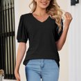 thumbnail image 3 of RKSTN Womens Tops 2024 Fashion Mesh Breathable Short Sleeve V-Neck Blouse Tops Comfortable Temperament Solid Color Tops, 3 of 4