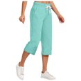 thumbnail image 1 of AherBiu Womens Capris for Summer Cotton Linen High Waisted Drawstring Cropped Pants Loose Lounge Capris Trousers, 1 of 6