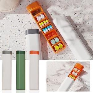 MTBLYS Organisateur de pilules 7-Day Boîte de médecine portable Abs Matériel Stockage compact Conteneur de pilule hebdomadaire Cas de vitamine de voyage