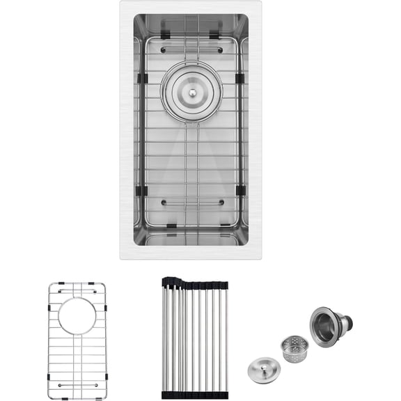 Undermount Kitchen Sink - ndermount Stainless Steel Kitchen Sinks Gauge Single Bowl with Accessories - (Gunmetal