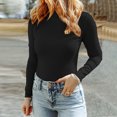 thumbnail image 2 of Yuyuzo Hauts Basiques Côtelés pour Femmes Col Roulé Manches Longues Extensible Pull-Over Blouse sous-Vêtements Quotidiens, 2 of 7